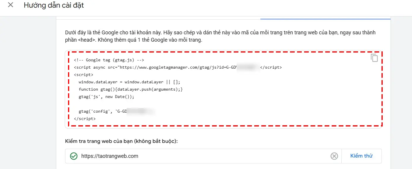 Tạo tài sản Google Analytics