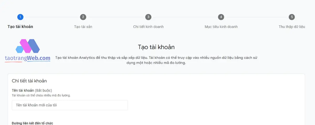 Tạo Tài khoản Google Analytics