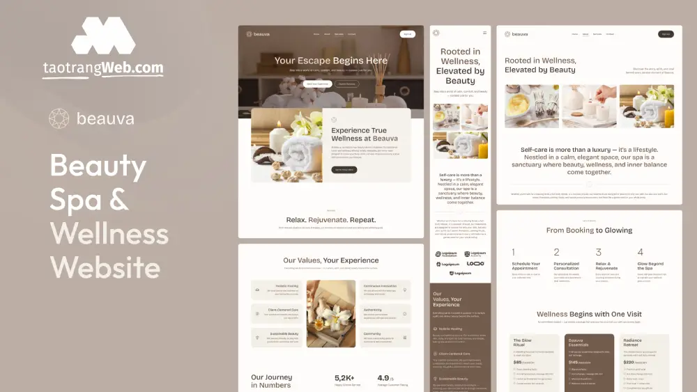 Phong cách thiết kế web Spa (Màu xám thảo dược, gu ngành)