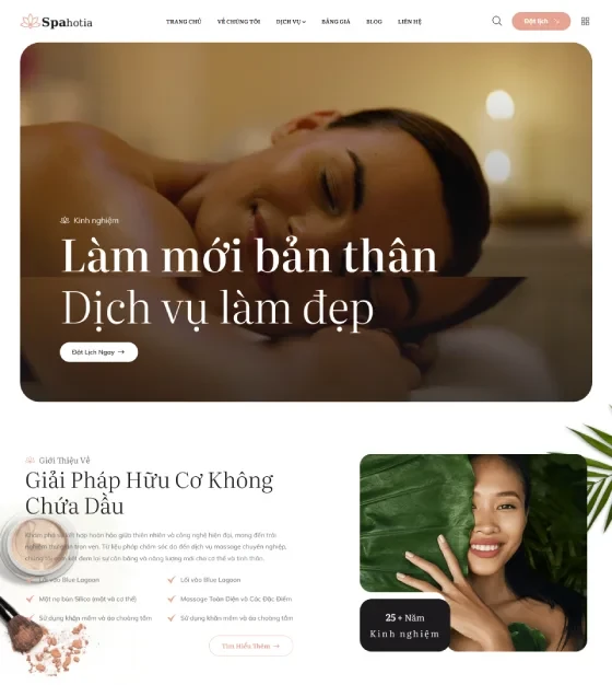 Mẫu website dịch vụ Spa, dịch vụ làm đẹp 02 - Giao diện máy tính