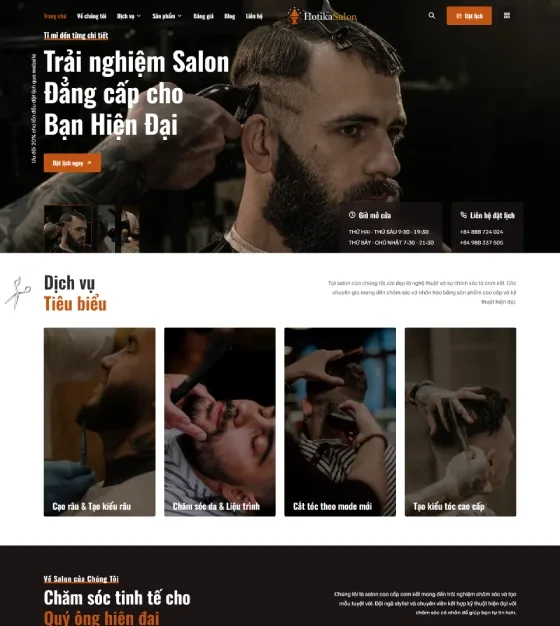 Mẫu website Salon, chuỗi cửa hàng cắt tóc - Giao diện máy tính