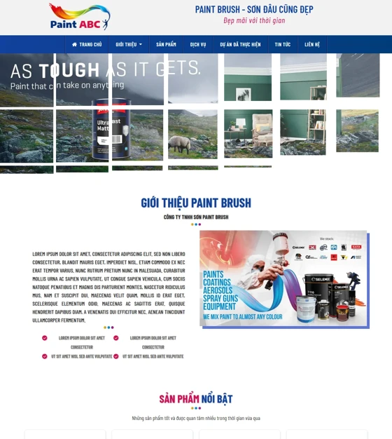 Mẫu website công ty bán sơn, vật liệu xây dựng - Giao diện máy tính