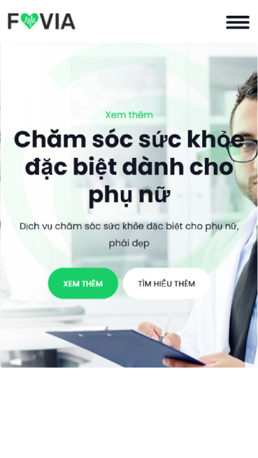 Mẫu website bệnh viện, phòng khám 2 - Giao diện điện thoại