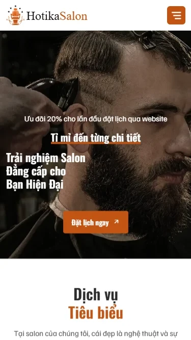 Mẫu website Salon, chuỗi cửa hàng cắt tóc - Giao diện điện thoại