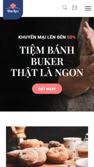 Mẫu website tiệm bánh, nước uống - Giao diện điện thoại